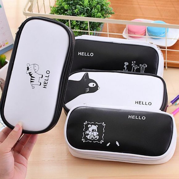 Kawaii Black & White Zebra Pencil Case 1 Piece - Picture 4 of 4